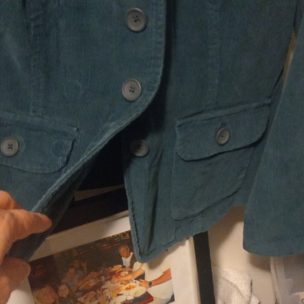Talbots Teal Corduroy Button-Front Blazer - Picture 3 of 5